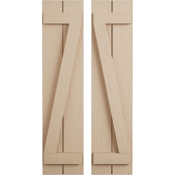 Ekena Millwork Rustic Two Board Joined Board-n-Batten Rough Sawn Faux Wood Shutters w/Z-Board, 11W x 76H, PR - SHUBJZ11X76RSPR