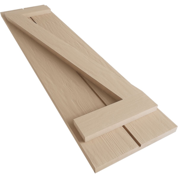 Ekena Millwork Rustic Two Board Joined Board-n-Batten Rough Sawn Faux Wood Shutters w/Z-Board, 11W x 76H, PR - SHUBJZ11X76RSPR