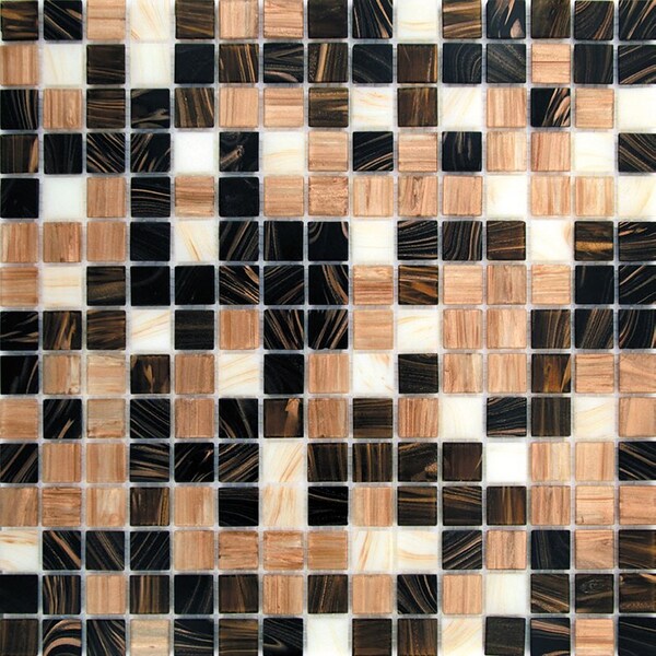 Apollo Tile Mingles 12 in. x 12 in. Glossy Brown and Beige Glass Mosaic Wall and Floor Tile 20 sqft/case, 20PK - MIX2088BR618A