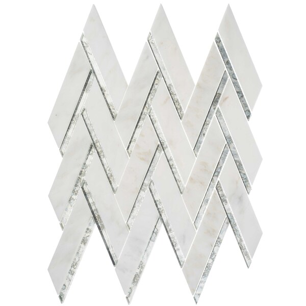 Andova Tiles SAMPLE Skylar 14 x 15 Marble Herringbone Mosaic Tile - SAM-ANDSKY190