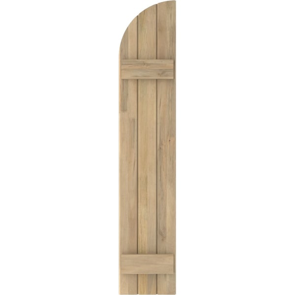 Ekena Millwork Americraft 3-Board (2 Batten) Wood Joined Board-n-Batten Shutters w/ Arch Top, ARW101BQ311X64UNH, PR - ARW101BQ311X64UNH