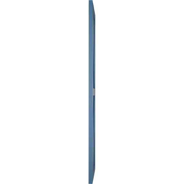 Ekena Millwork True Fit PVC Two Equal Panel Farmhouse Fixed Mount Shutters w/ Z-Bar, Sojourn Blue , 12W x 41H, PR - TFP102FH12X041HB