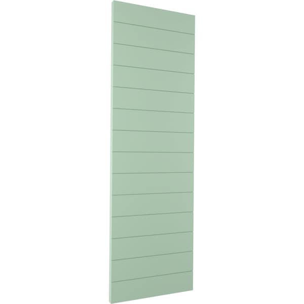 Ekena Millwork True Fit PVC Horizontal Slat Modern Style Fixed Mount Shutters, Seaglass, 15W x 47H, PR - TFP001HZ15X047SG