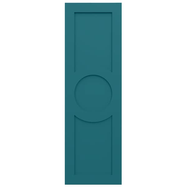 Ekena Millwork True Fit PVC Center Circle Arts & Crafts Fixed Mount Shutters, Antigua, 15W x 66H, PR - TFP001AC15X066AN