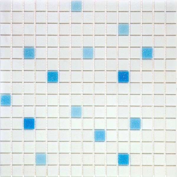 Apollo Tile Mingles 12 in. x 12 in. Glossy White and Blue Glass Mosaic Wall and Floor Tile 20 sqft/case, 20PK - DE88109MIX1A