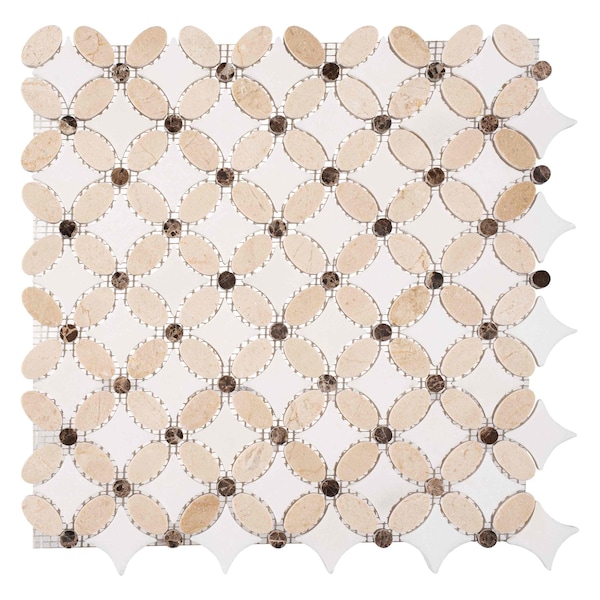 Andova Tiles SAMPLE Martha Natural Stone Marble Look Mosaic Wall  Floor Tile - SAM-ANDMART465