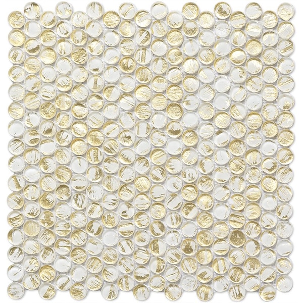 Apollo Tile Majeste 12.2inx12.2in Glossy White and Gold Glass Mosaic Wall and Floor Tile 10.34 sqft/case, 10PK - APLAPN8806A