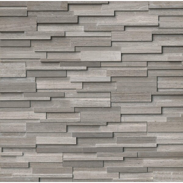 Msi Gray Oak 3D Ledger "L" Corner SAMPLE Honed Marble Wall Tile - ZOR-PNL-0036-SAM