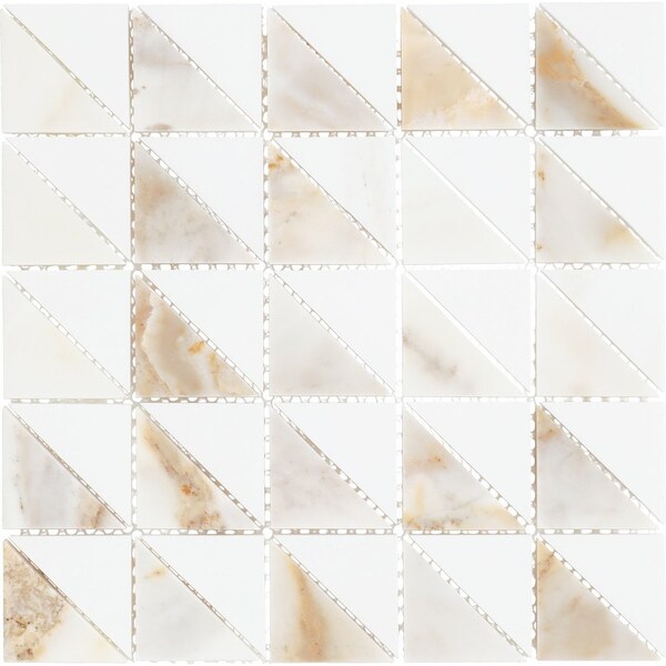 Daltile Gamma Natural Stone Triangle Wall and Floor Mosaic Tile, 10PK - DA72TRIANGLMSHN