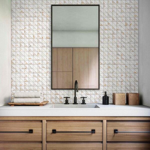 Daltile Gamma Natural Stone Triangle Wall and Floor Mosaic Tile, 10PK - DA72TRIANGLMSHN