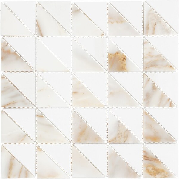 Daltile Gamma Natural Stone Triangle Wall and Floor Mosaic Tile, 10PK - DA72TRIANGLMSHN