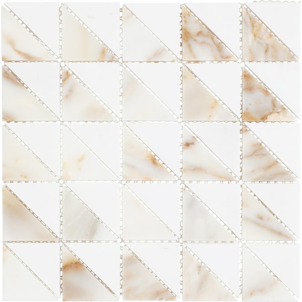 Daltile Gamma Natural Stone Triangle Wall and Floor Mosaic Tile, 10PK - DA72TRIANGLMSHN
