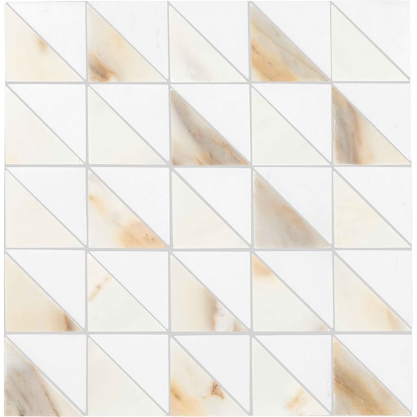 Daltile Gamma Natural Stone Triangle Wall and Floor Mosaic Tile, 10PK - DA72TRIANGLMSHN