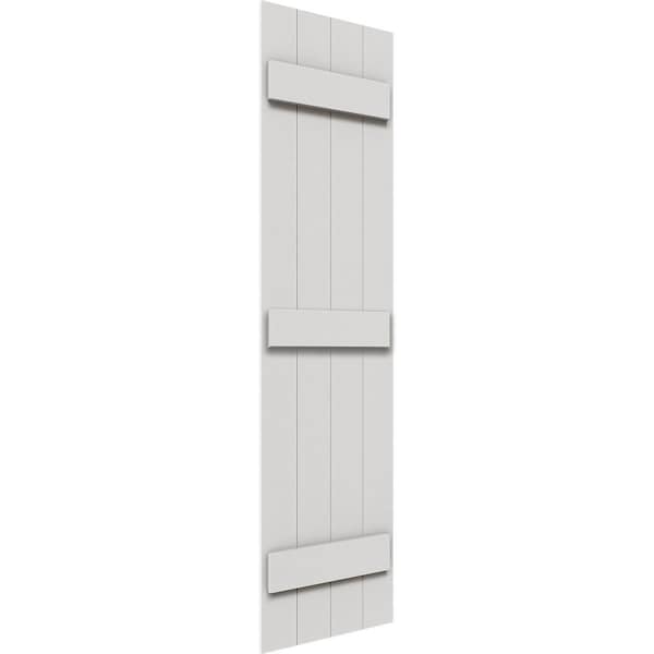Ekena Millwork Timberthane Faux Rustic Four Board Joined Board-n-Batten Faux Wood Shutters, 21 1/2W x 67H, PR - FBJ06S21X067RUF
