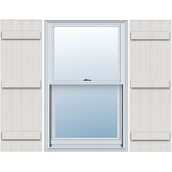 Ekena Millwork Timberthane Faux Rustic Four Board Joined Board-n-Batten Faux Wood Shutters, 21 1/2W x 67H, PR - FBJ06S21X067RUF