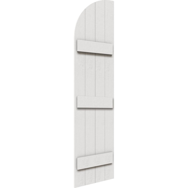 Ekena Millwork Rustic 4 Board Joined Board-n-Batten Faux Wood Shutters w/Quarter Round Arch Top, 21 1/2W x 64H, PR - FBJ06Q21X064RUF