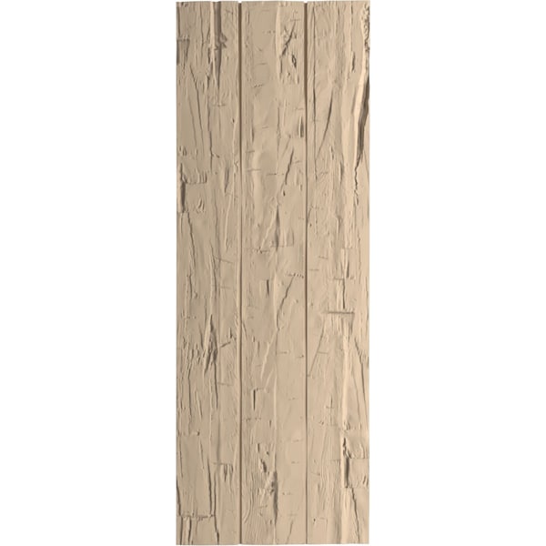 Ekena Millwork Rustic Three Board Joined Board-n-Batten Hand Hewn Faux Wood Shutters w/No Batten, 16 1/2W x 60H, PR - SHUBJN16X60HHPR