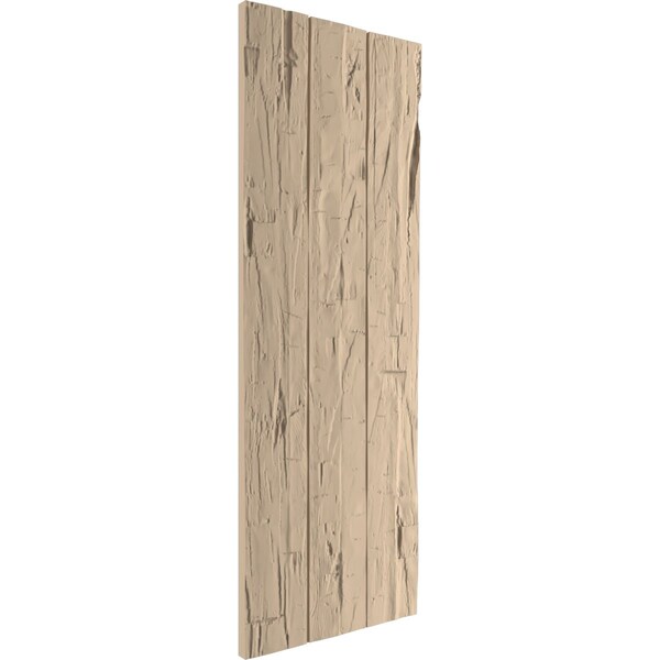 Ekena Millwork Rustic Three Board Joined Board-n-Batten Hand Hewn Faux Wood Shutters w/No Batten, 16 1/2W x 60H, PR - SHUBJN16X60HHPR