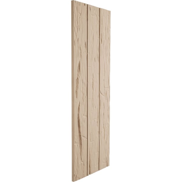 Ekena Millwork Rustic Three Board Joined Board-n-Batten Hand Hewn Faux Wood Shutters w/No Batten, 16 1/2W x 60H, PR - SHUBJN16X60HHPR