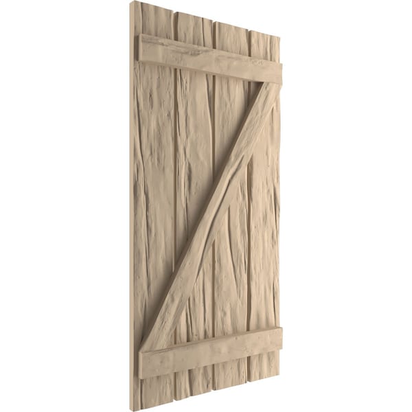 Ekena Millwork Rustic Four Board Spaced Board-n-Batten Riverwood Faux Wood Shutters w/Z-Board, 23 1/2W x 24H, PR - SHUBSZ23X24RWPR