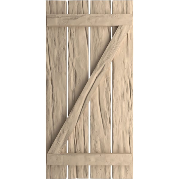 Ekena Millwork Rustic Four Board Spaced Board-n-Batten Riverwood Faux Wood Shutters w/Z-Board, 23 1/2W x 24H, PR - SHUBSZ23X24RWPR