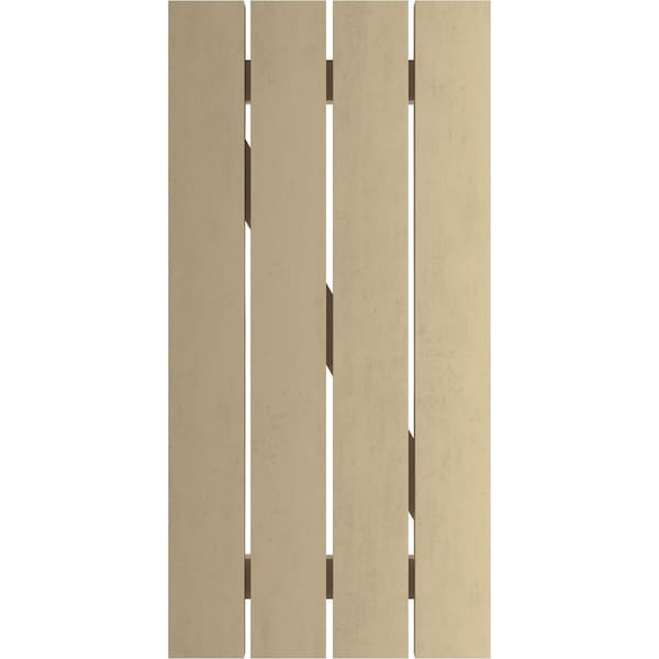 Ekena Millwork Rustic Four Board Spaced Board-n-Batten Riverwood Faux Wood Shutters w/Z-Board, 23 1/2W x 24H, PR - SHUBSZ23X24RWPR