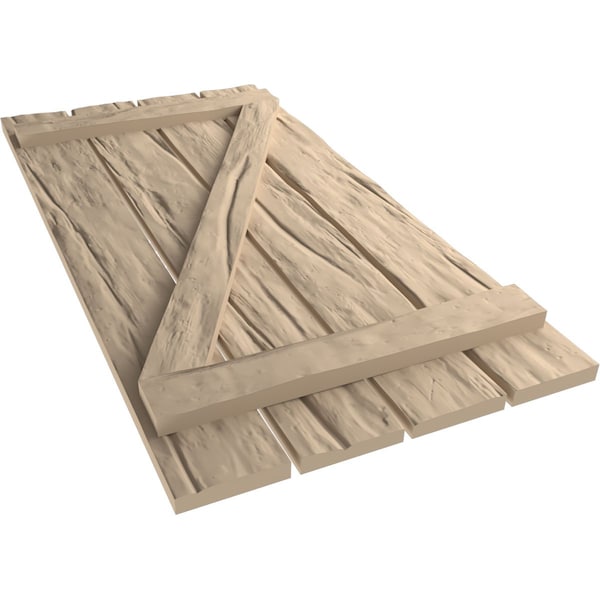 Ekena Millwork Rustic Four Board Spaced Board-n-Batten Riverwood Faux Wood Shutters w/Z-Board, 23 1/2W x 24H, PR - SHUBSZ23X24RWPR