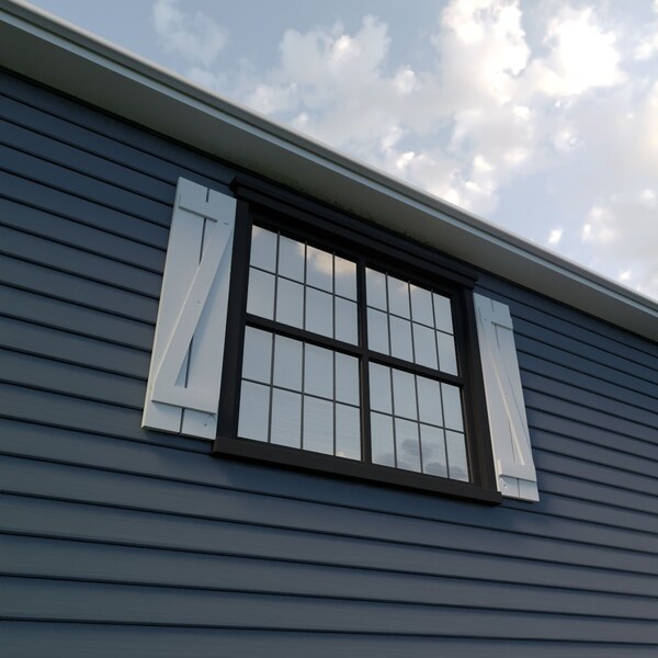 Ekena Millwork Rustic Two Board Spaced Board-n-Batten Knotty Pine Faux Wood Shutters w/Z-Board, 11 1/2W x 90H, PR - SHUBSZ11X90KPPR