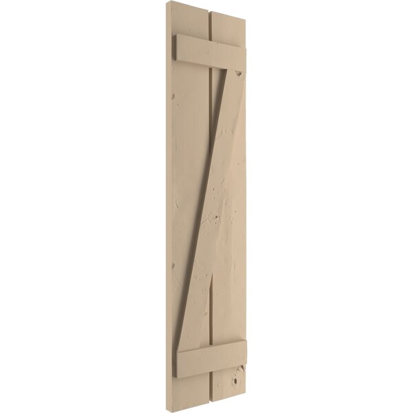 Ekena Millwork Rustic Two Board Spaced Board-n-Batten Knotty Pine Faux Wood Shutters w/Z-Board, 11 1/2W x 90H, PR - SHUBSZ11X90KPPR