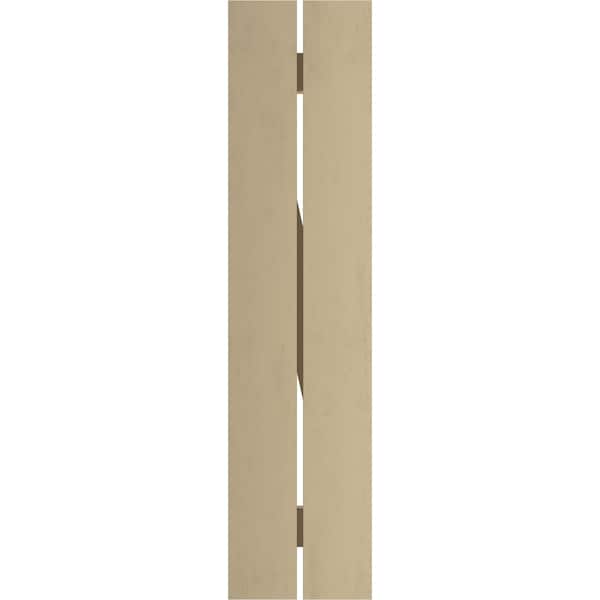 Ekena Millwork Rustic Two Board Spaced Board-n-Batten Knotty Pine Faux Wood Shutters w/Z-Board, 11 1/2W x 90H, PR - SHUBSZ11X90KPPR