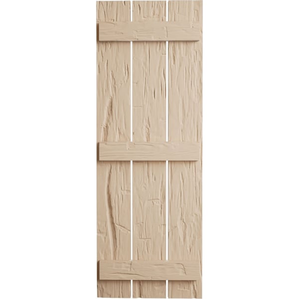 Ekena Millwork Rustic Three Board Spaced Board-n-Batten Hand Hewn Faux Wood Shutters, 17 1/2W x 68H, PR - SHUBSS17X68HHPR