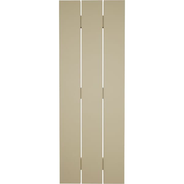 Ekena Millwork Rustic Three Board Spaced Board-n-Batten Hand Hewn Faux Wood Shutters, 17 1/2W x 68H, PR - SHUBSS17X68HHPR