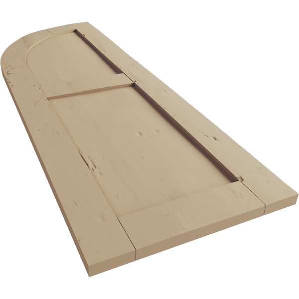 Ekena Millwork Knotty Pine 2 Equal Flat Panel w/Quarter Round Arch Top Faux Wood Shutters, 12W x 40H, PR - SHUFPQ12X40KPPR