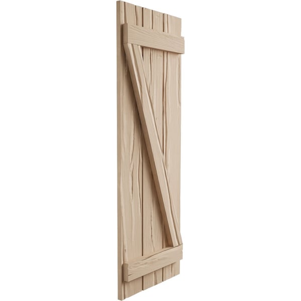 Ekena Millwork Rustic Three Board Spaced Board-n-Batten Riverwood Faux Wood Shutters w/Z-Board, 17 1/2W x 36H, PR - SHUBSZ17X36RWPR