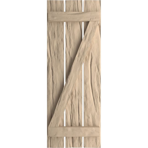 Ekena Millwork Rustic Three Board Spaced Board-n-Batten Riverwood Faux Wood Shutters w/Z-Board, 17 1/2W x 36H, PR - SHUBSZ17X36RWPR