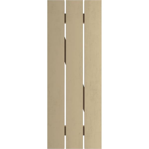 Ekena Millwork Rustic Three Board Spaced Board-n-Batten Riverwood Faux Wood Shutters w/Z-Board, 17 1/2W x 36H, PR - SHUBSZ17X36RWPR