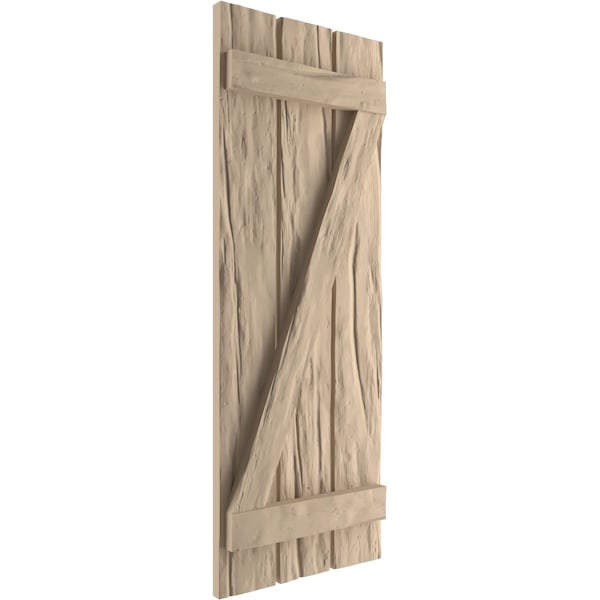 Ekena Millwork Rustic Three Board Spaced Board-n-Batten Riverwood Faux Wood Shutters w/Z-Board, 17 1/2W x 36H, PR - SHUBSZ17X36RWPR