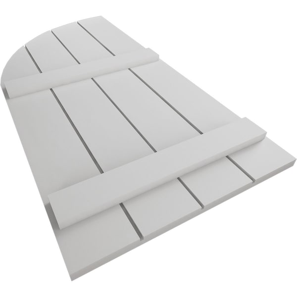 Ekena Millwork Smooth 4 Board Joined Board-n-Batten w/Quarter Round Arch Top Faux Wood Shutters, 22W x 48H, PR - SHUBJQ22X48SMPR