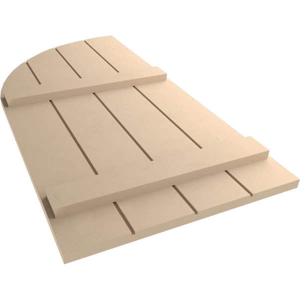 Ekena Millwork Smooth 4 Board Joined Board-n-Batten w/Quarter Round Arch Top Faux Wood Shutters, 22W x 48H, PR - SHUBJQ22X48SMPR