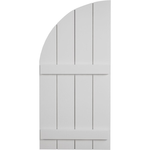 Ekena Millwork Smooth 4 Board Joined Board-n-Batten w/Quarter Round Arch Top Faux Wood Shutters, 22W x 48H, PR - SHUBJQ22X48SMPR