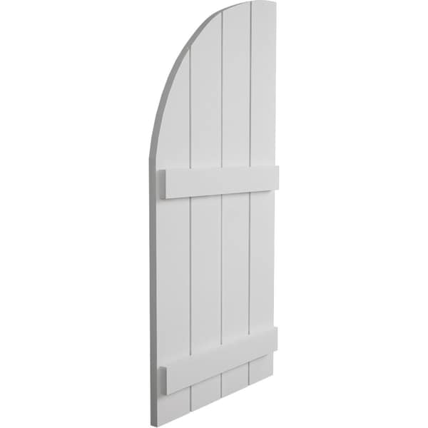 Ekena Millwork Smooth 4 Board Joined Board-n-Batten w/Quarter Round Arch Top Faux Wood Shutters, 22W x 48H, PR - SHUBJQ22X48SMPR