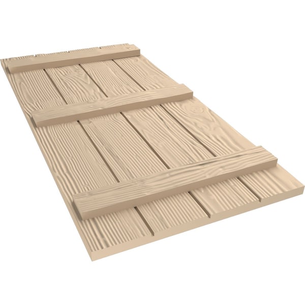 Ekena Millwork Rustic Four Board Joined Board-n-Batten Sandblasted Faux Wood Shutters, 22W x 58H, PR - SHUBJS22X58SDPR