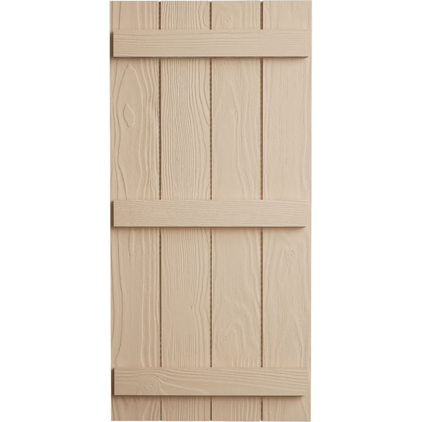 Ekena Millwork Rustic Four Board Joined Board-n-Batten Sandblasted Faux Wood Shutters, 22W x 58H, PR - SHUBJS22X58SDPR