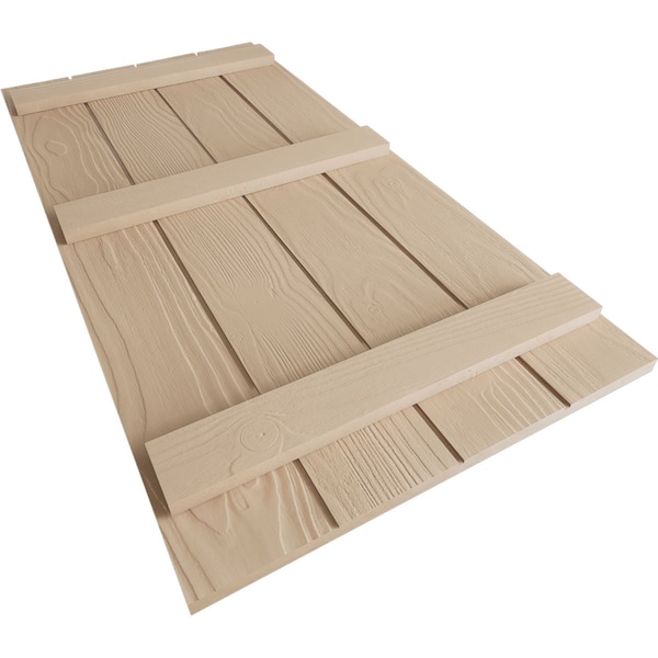 Ekena Millwork Rustic Four Board Joined Board-n-Batten Sandblasted Faux Wood Shutters, 22W x 58H, PR - SHUBJS22X58SDPR