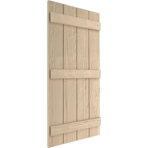 Ekena Millwork Rustic Four Board Joined Board-n-Batten Sandblasted Faux Wood Shutters, 22W x 58H, PR - SHUBJS22X58SDPR