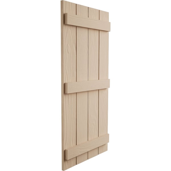 Ekena Millwork Rustic Four Board Joined Board-n-Batten Sandblasted Faux Wood Shutters, 22W x 58H, PR - SHUBJS22X58SDPR