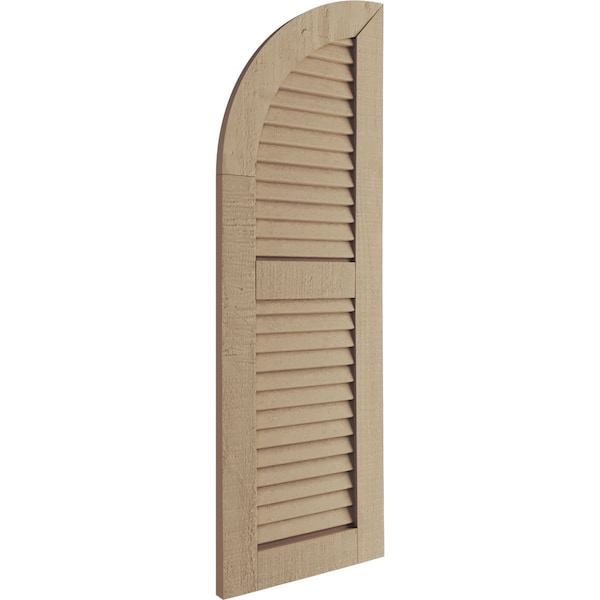Ekena Millwork Rough Cedar 2 Equal Louver w/Quarter Round Arch Top Faux Wood Shutters, 15W x 72H, 57 Low Side, PR - SHULVQ15X72RCPR