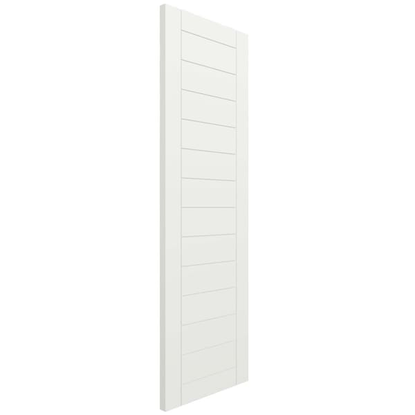 Ekena Millwork True Fit PVC Horizontal Slat Framed Modern Style Fixed Mount Shutters, Unfinished, 18W x 73H, PR - TFP001HF18X073UN