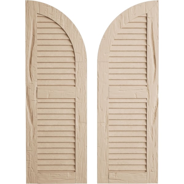 Ekena Millwork Hand Hewn 2 Equal Louver w/Quarter Round Arch Top Faux Wood Shutters, 15W x 82H 67 Low Side, PR - SHULVQ15X82HHPR