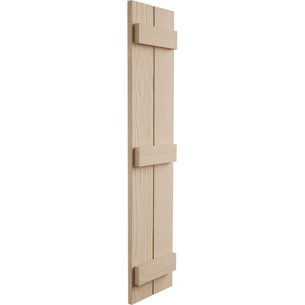 Ekena Millwork Rustic Two Board Joined Board-n-Batten Sandblasted Faux Wood Shutters, 11W x 82H, PR - SHUBJS11X82SDPR
